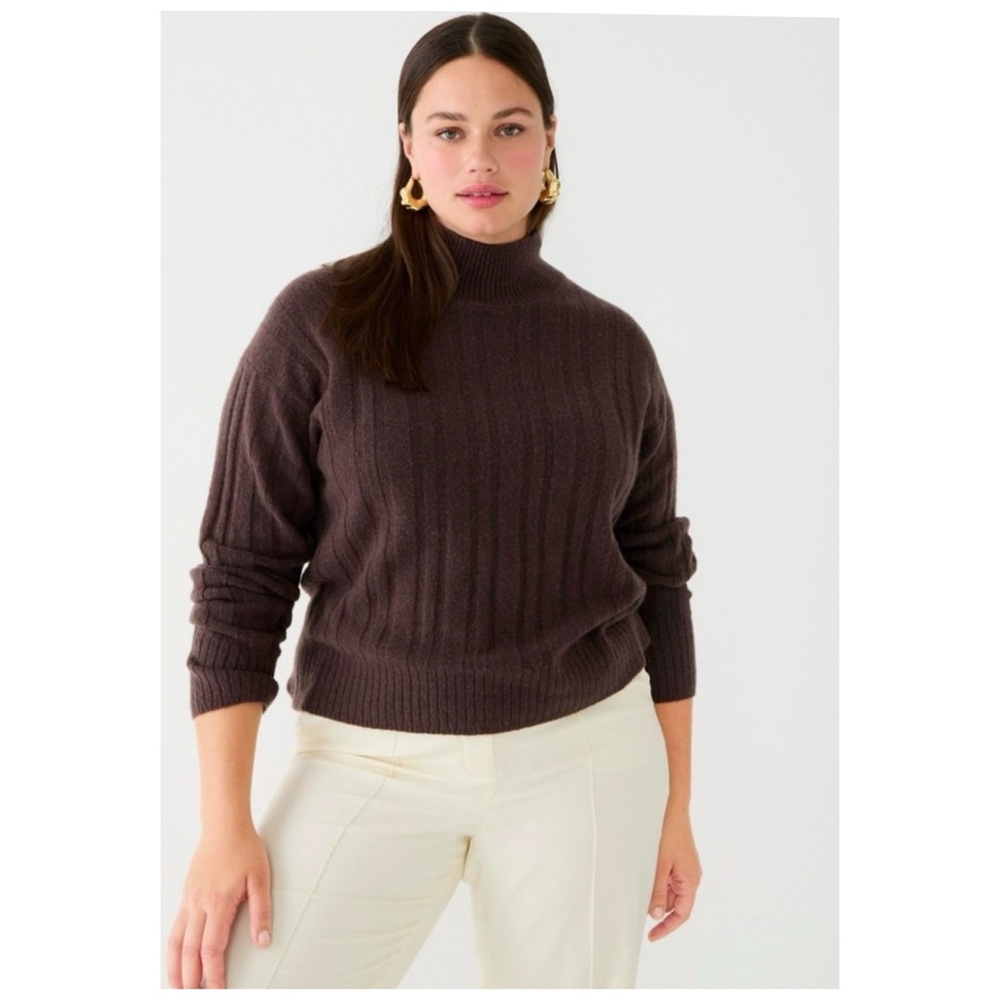 J.Crew Ribbed Mockneck Sweater in‎ Supersoft Yarn 2X Brown